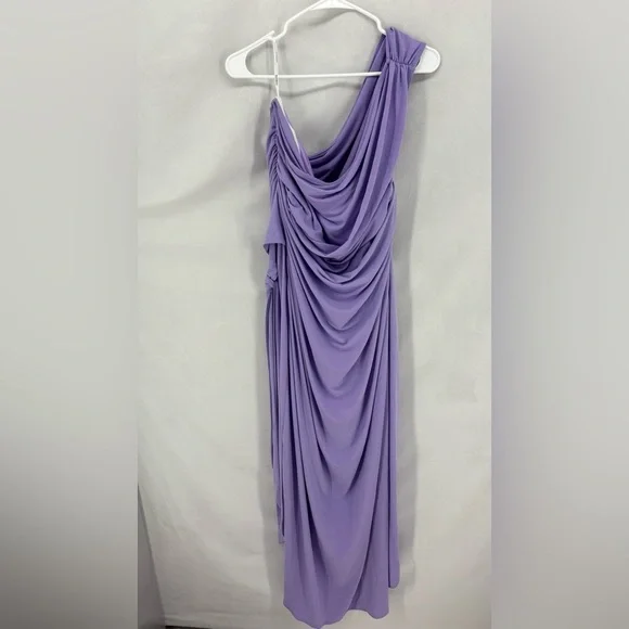 Eloquii Lilac One Shoulder Ruched Wrap Midi Dress Plus Size 22 lavender purple - Picture 3 of 9